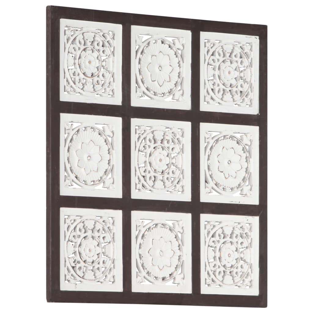 vidaXL Ručne vyrezávaný nástenný panel MDF 60x60x1,5 cm hnedý a biely