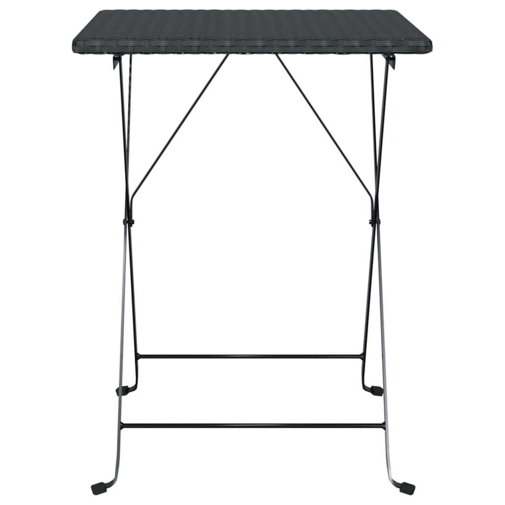 vidaXL Skladací bistro stôl čierny 55x54x71 cm polyratan
