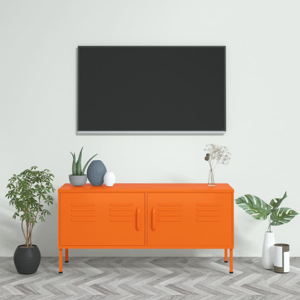 vidaXL TV skrinka oranžová 105x35x50 cm oceľ