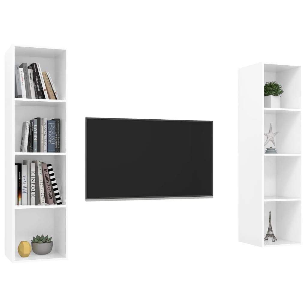 vidaXL Nástenné TV skrinky 2 ks vysokolesklé biele drevotrieska