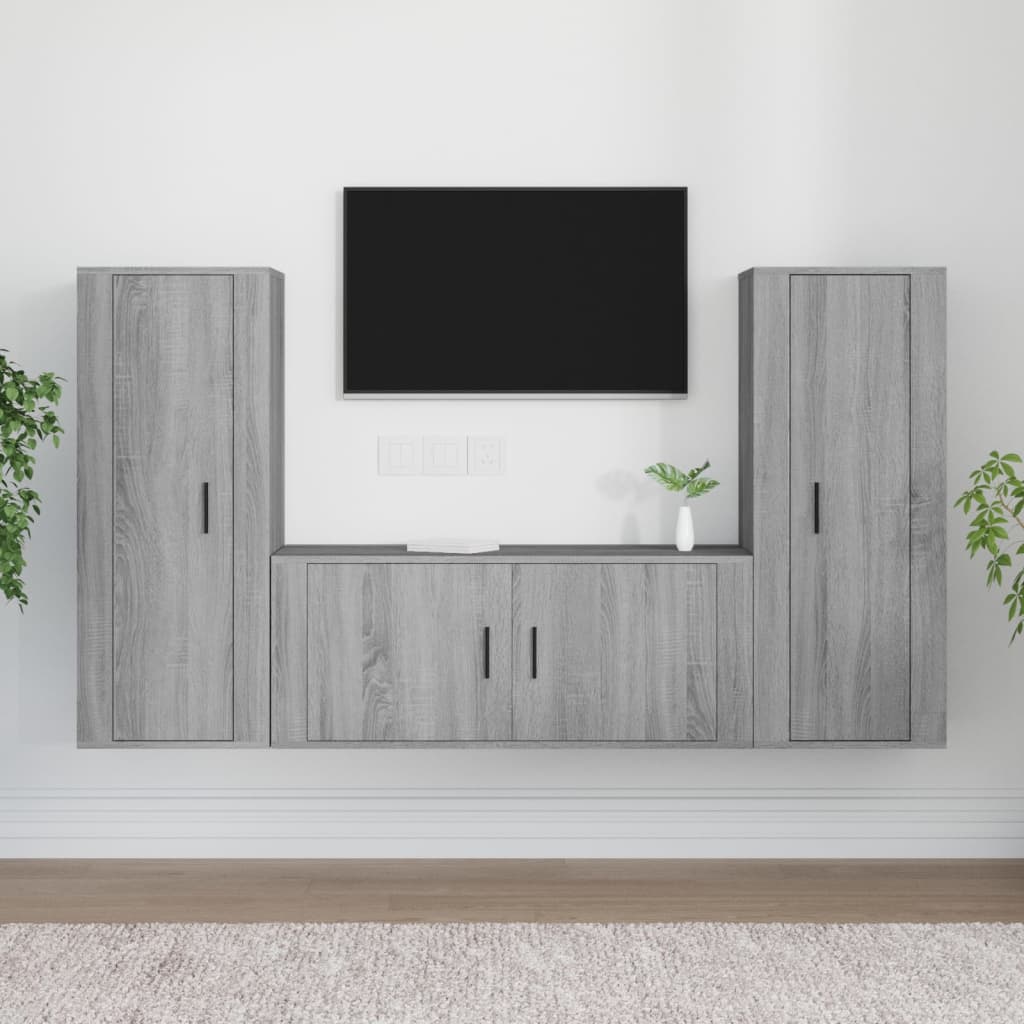vidaXL 3-dielna súprava TV skriniek sivá sonoma spracované drevo