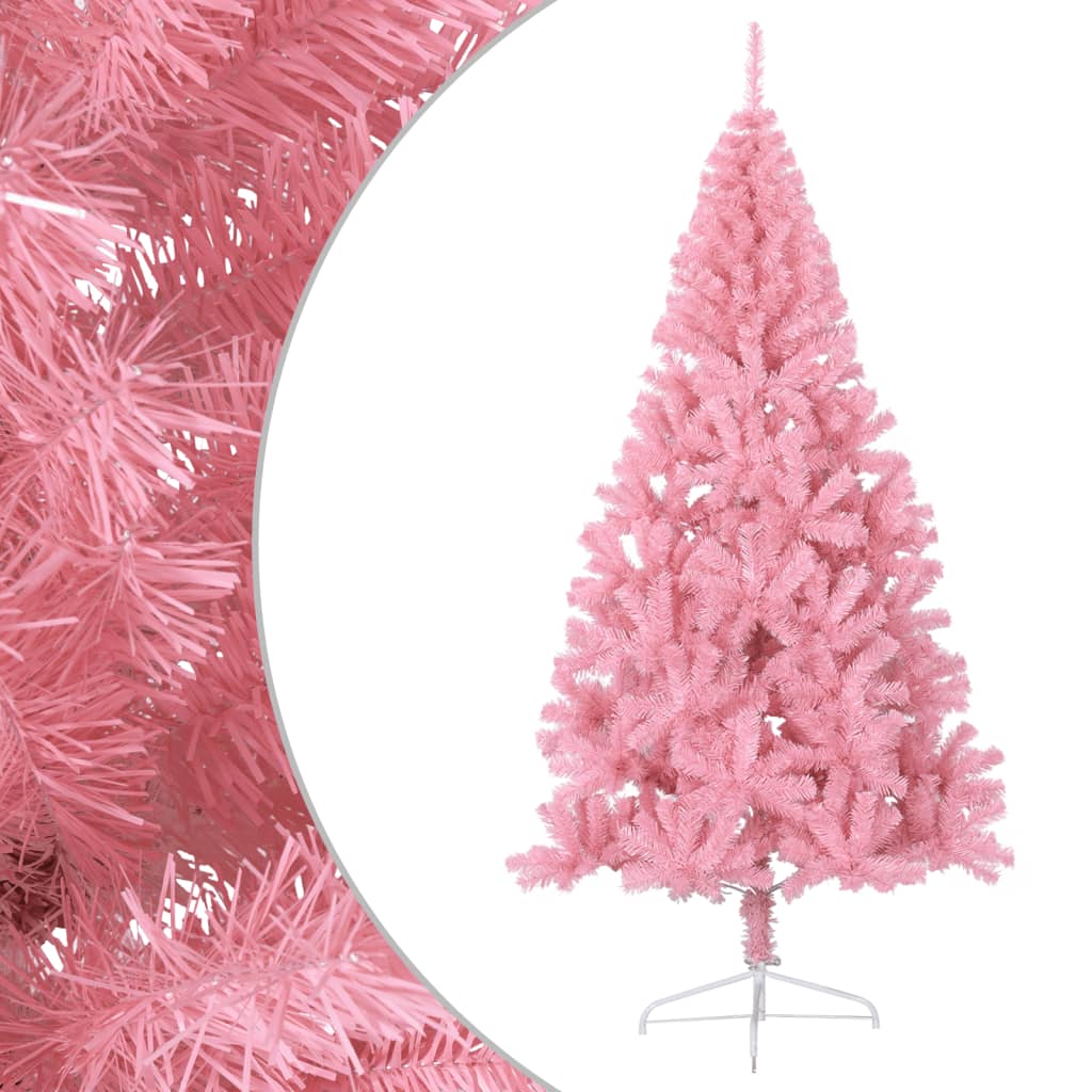 vidaXL Umelý vianočný polovičný stromček s podstavcom ružový 180cm PVC