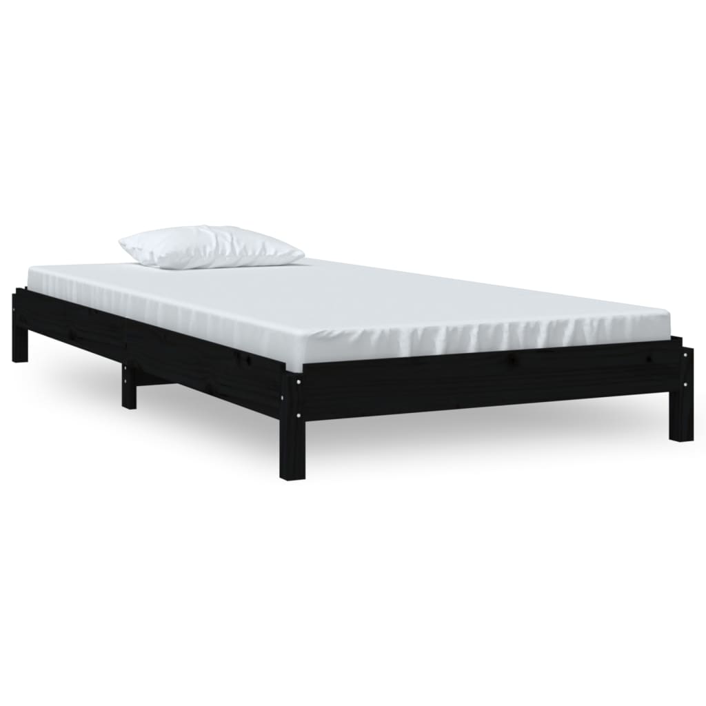 vidaXL Stohovateľná posteľ čierna 90x190 cm borovicový masív
