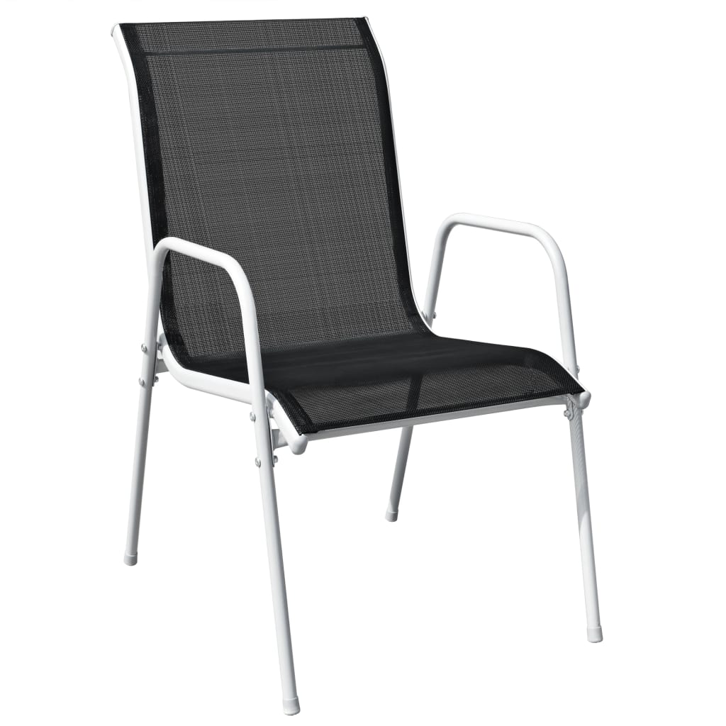 vidaXL Stohovateľné záhradné stoličky 2 ks čierne oceľ a textilén