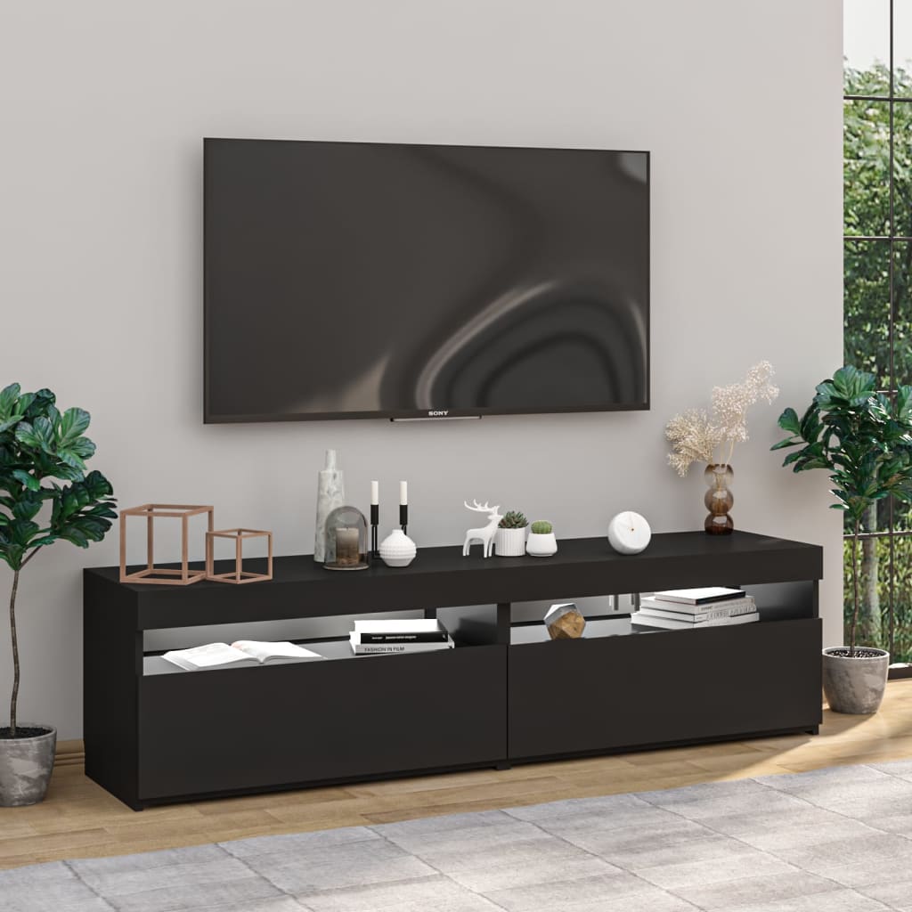vidaXL TV skrinky 2 ks s LED svetlami čierne 75x35x40 cm