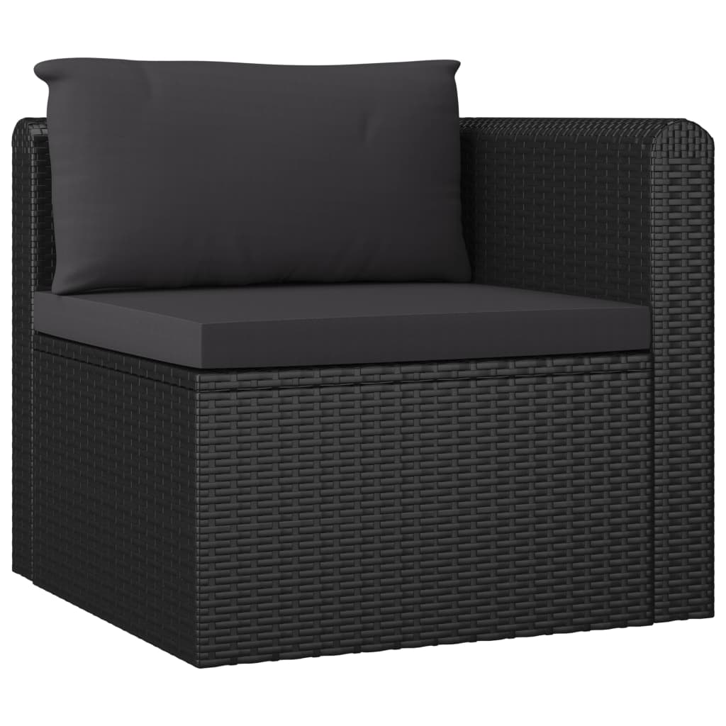 vidaXL 7-dielny záhradný sedací set s vankúšmi polyratanový čierny