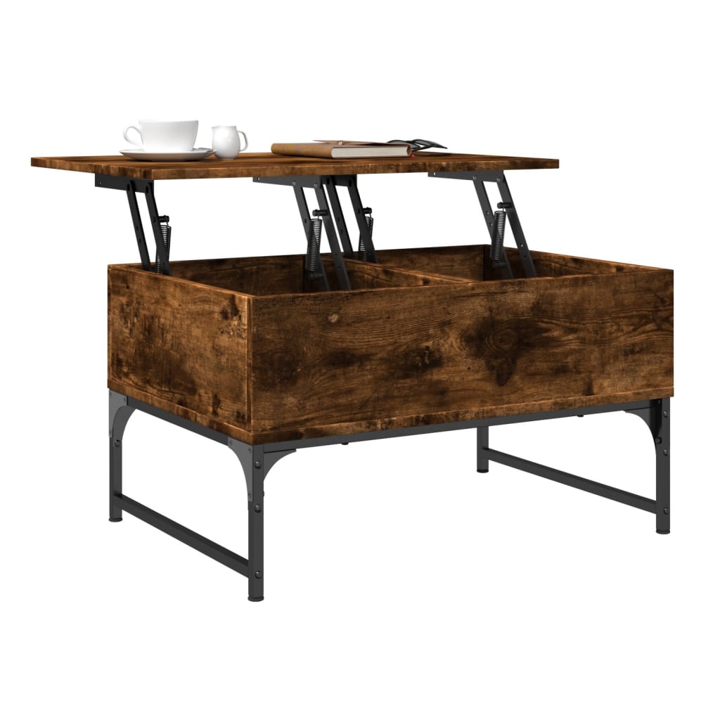 vidaXL Konferenčný stolík, tmavý dub 70x50x40 cm, kompozitné drevo+kov