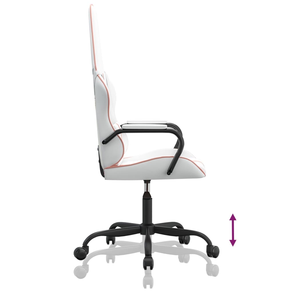 vidaXL Masážna herná stolička ružovo-biela umelá koža