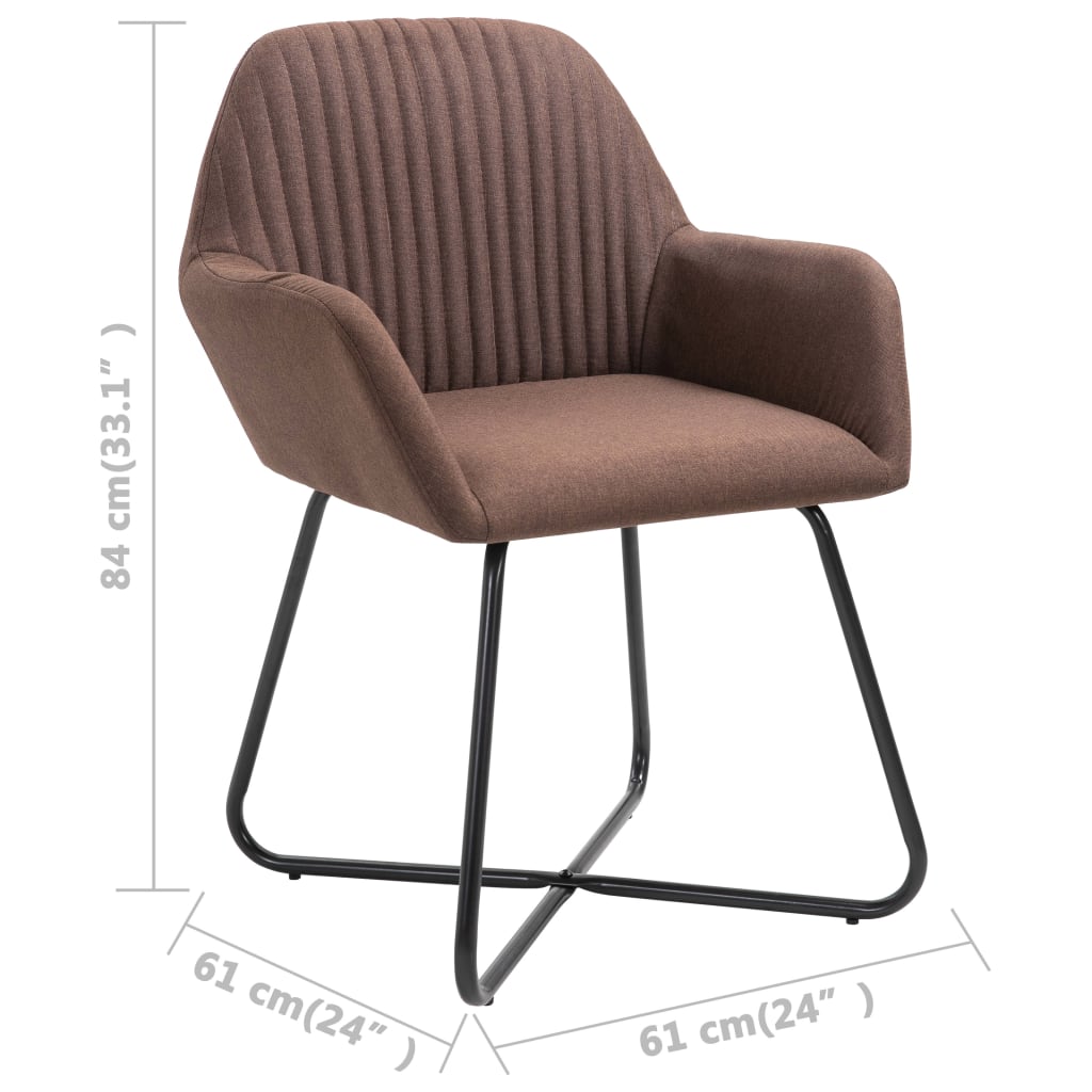 vidaXL Jedálenské stoličky 6 ks hnedé látkové