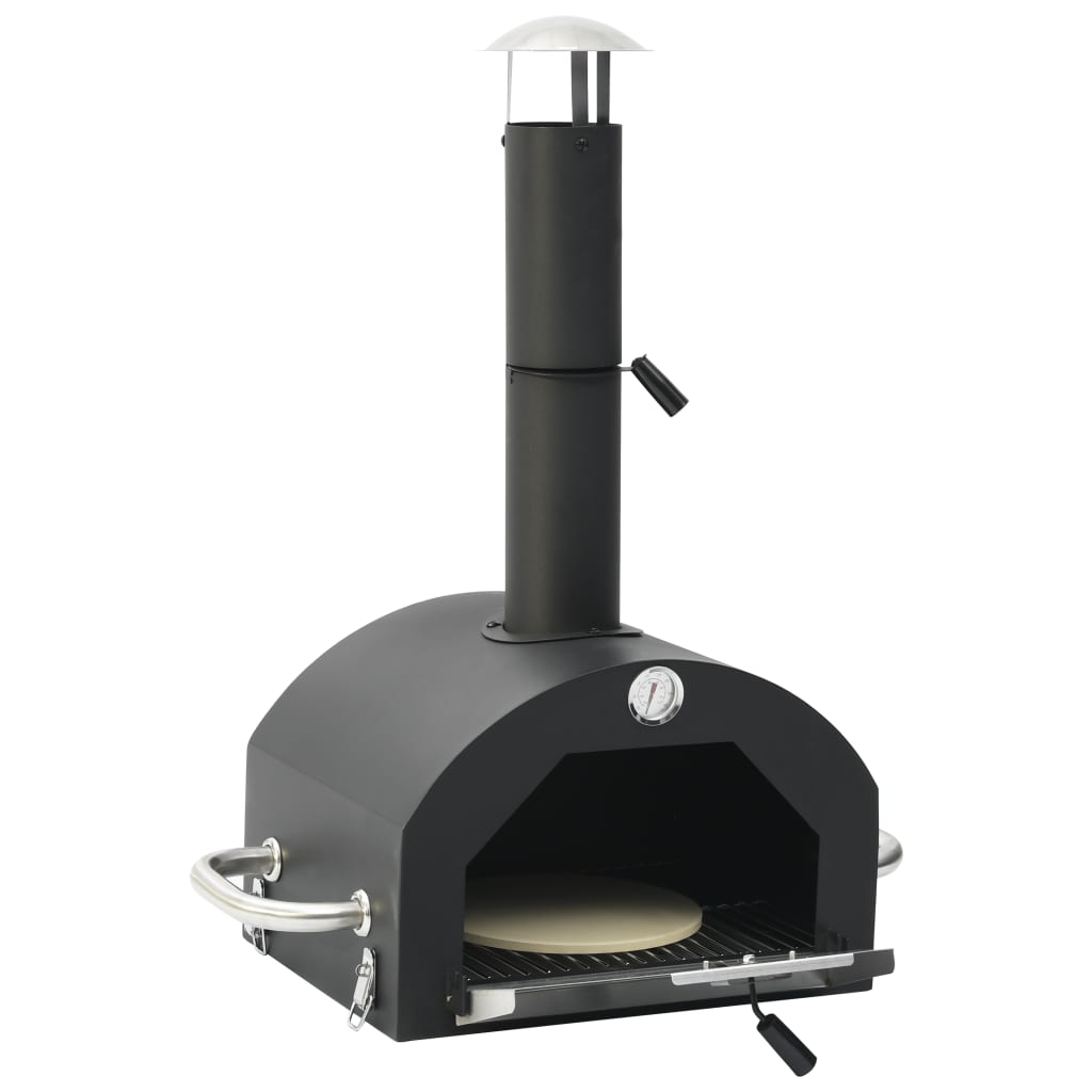vidaXL 3-v-1 vonkajšia pec na pizzu a gril čierna