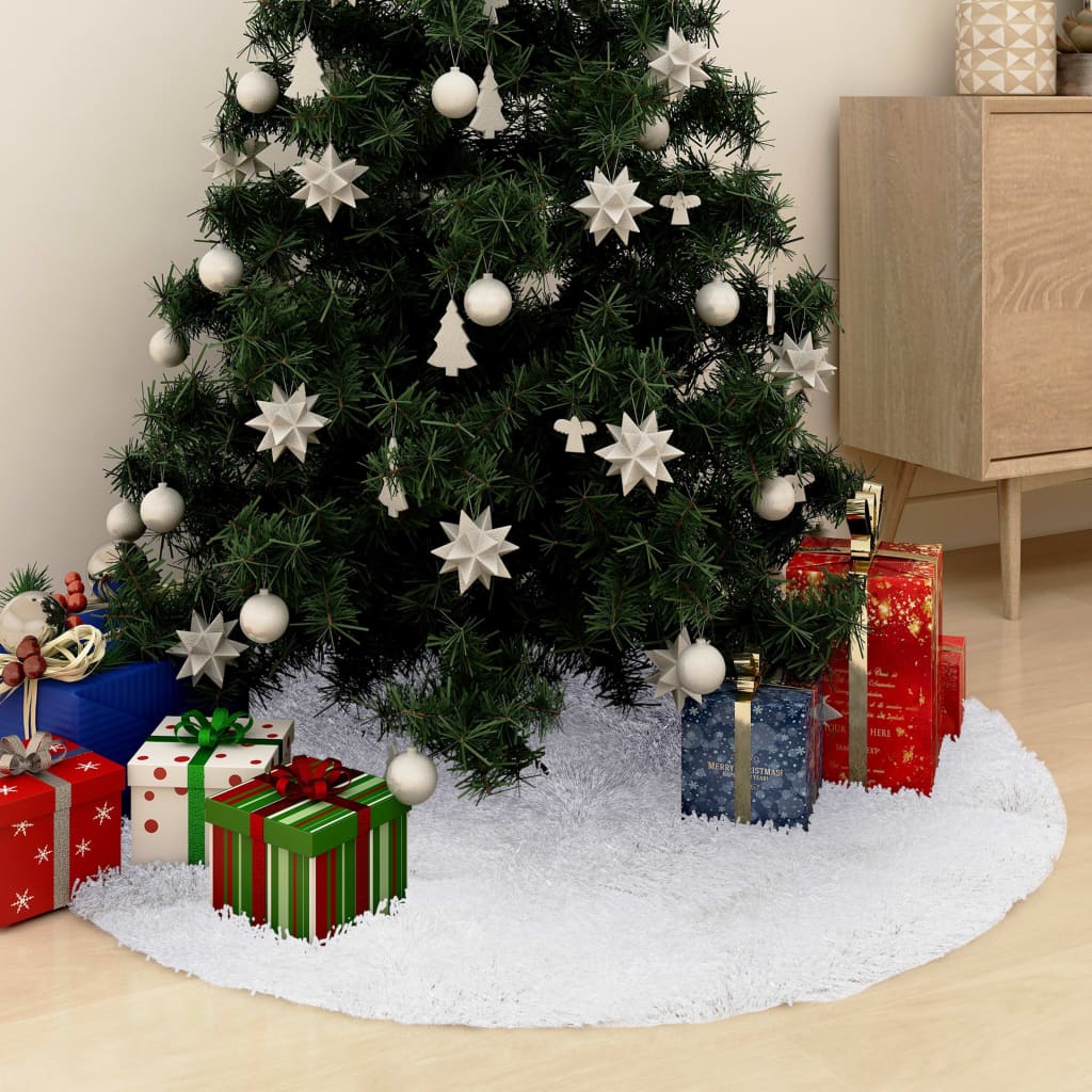 vidaXL Koberec pod vianočný stromček biely 90 cm umelá kožušina
