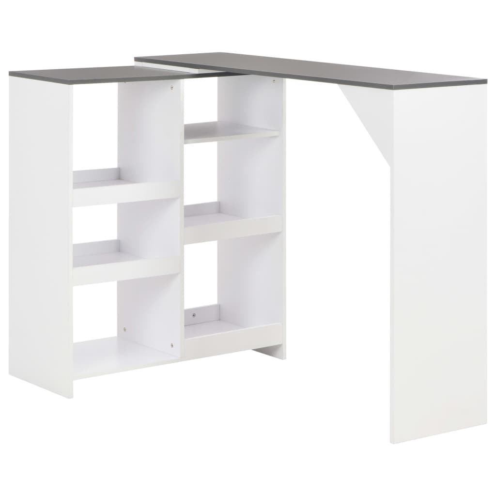 vidaXL Barový stôl s pohyblivou poličkou, biely 138x39x110 cm