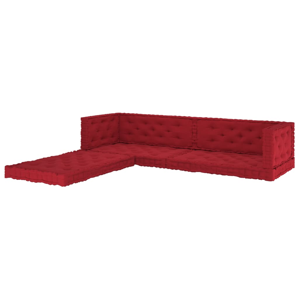 vidaXL Podlahové paletové podložky 7 ks burgundské červené bavlna