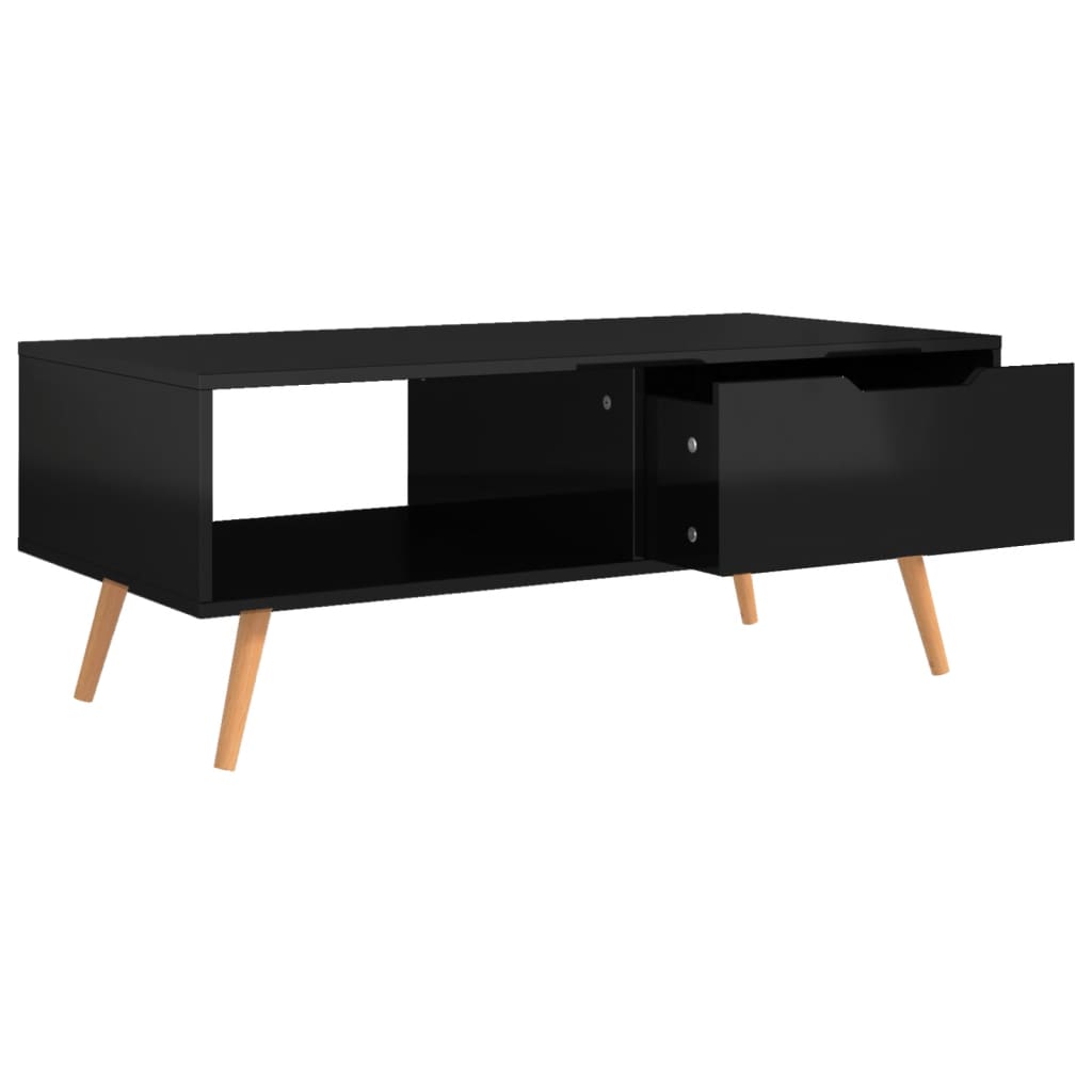 vidaXL Konferenčný stolík lesklý čierny 100x49,5x43 cm drevotrieska
