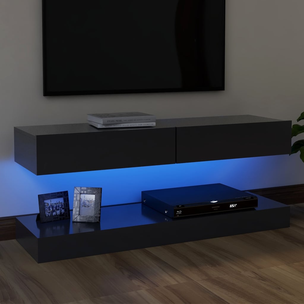 vidaXL TV skrinka s LED svetlami sivá 120x35 cm