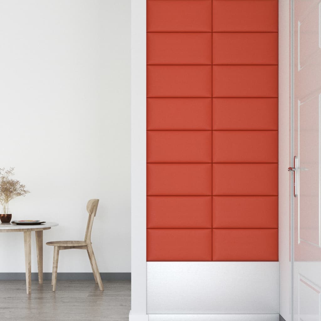 vidaXL Nástenné panely 12 ks červené 60x30 cm umelá koža 2,16 m²