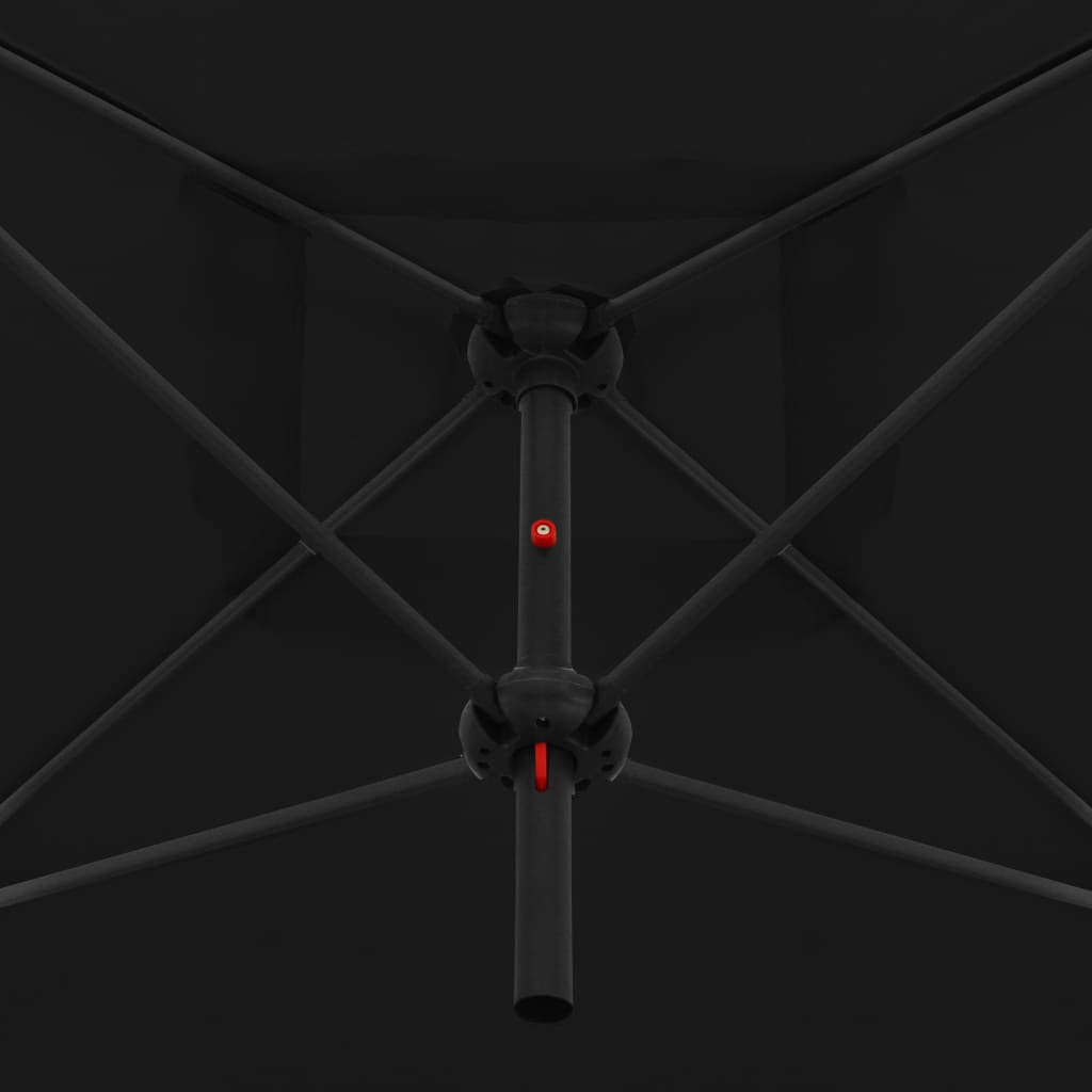 vidaXL Dvojitý slnečník s oceľovou tyčou 250x250 cm, čierny