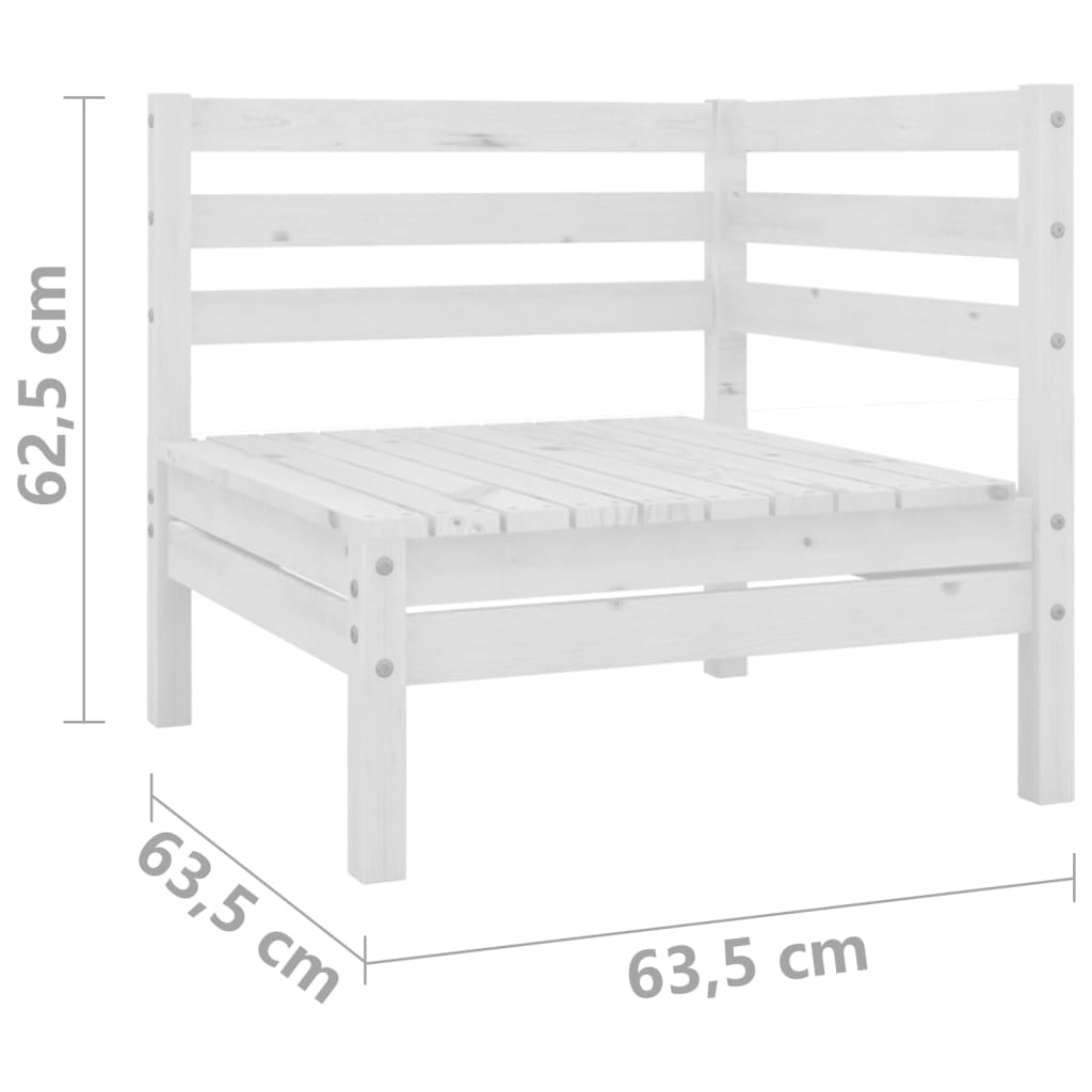 vidaXL 3-dielna záhradná sedacia súprava biela masívna borovica
