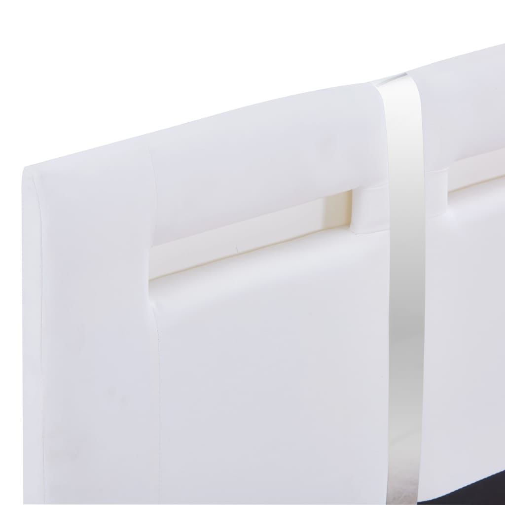 vidaXL Posteľný rám s LED, biely, umelá koža 90x200 cm
