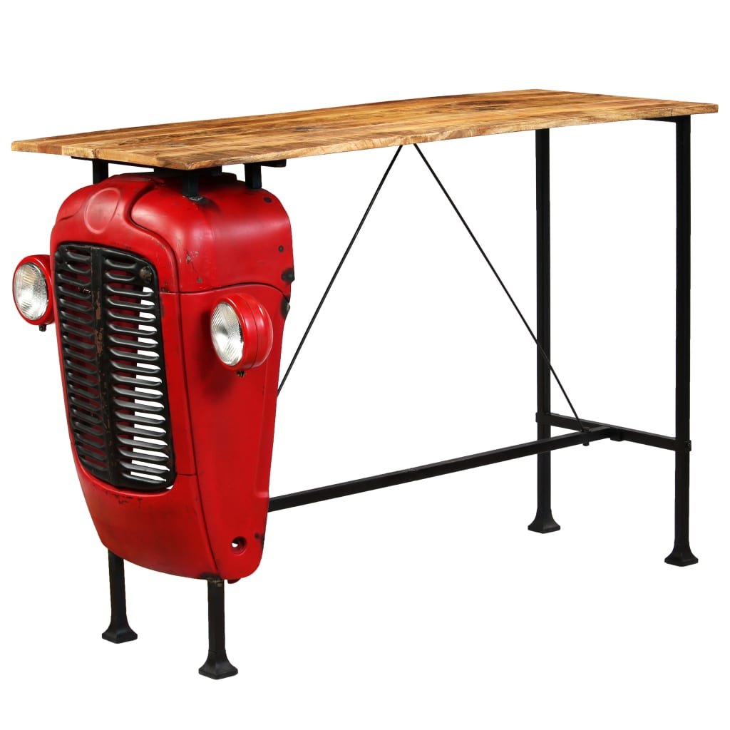 vidaXL Traktorový barový stôl mangovníkové drevo červený 60x150x107 cm