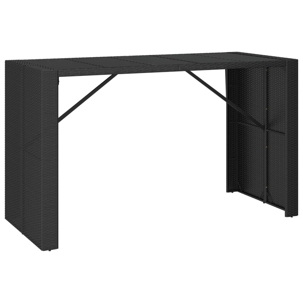 vidaXL Záhradný stôl so sklenenou doskou čierny 185x80x110cm polyratan