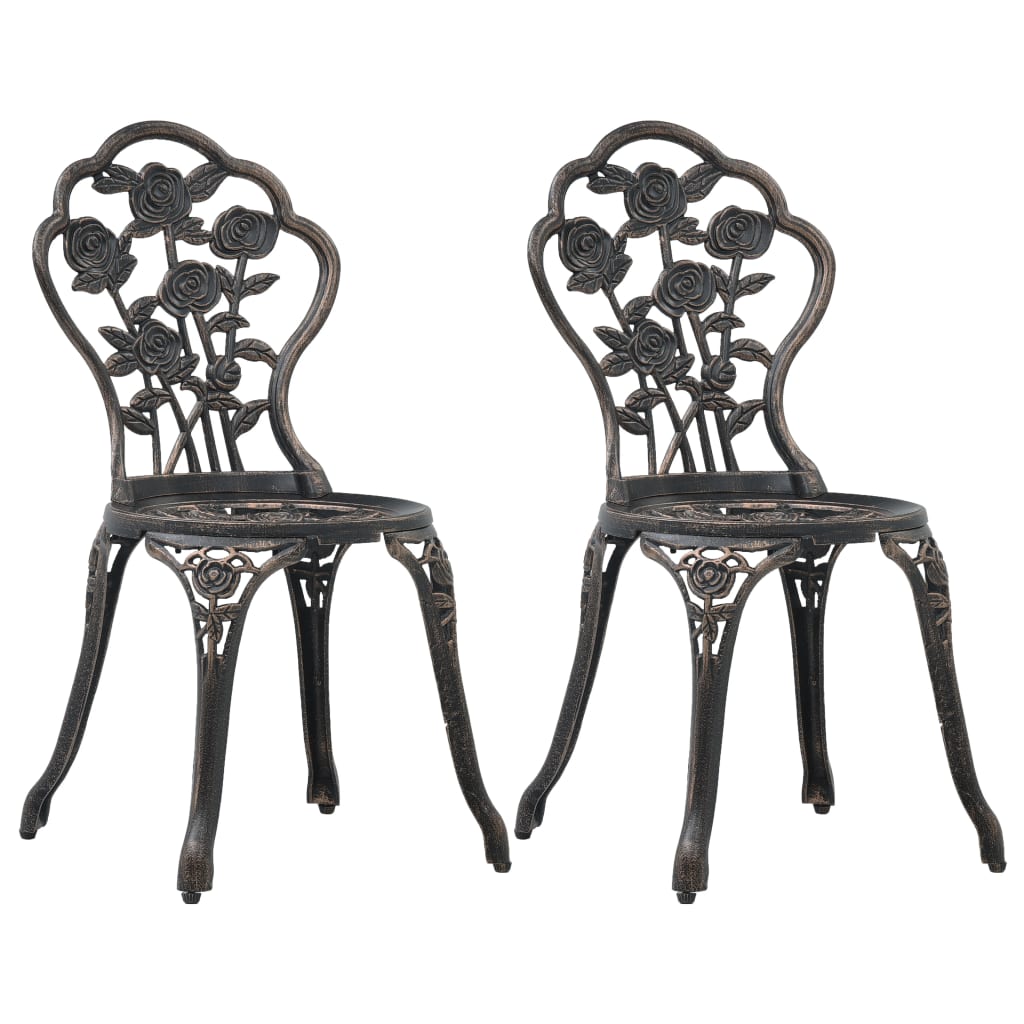vidaXL Bistro stoličky 2 ks, bronzové, odlievaný hliník