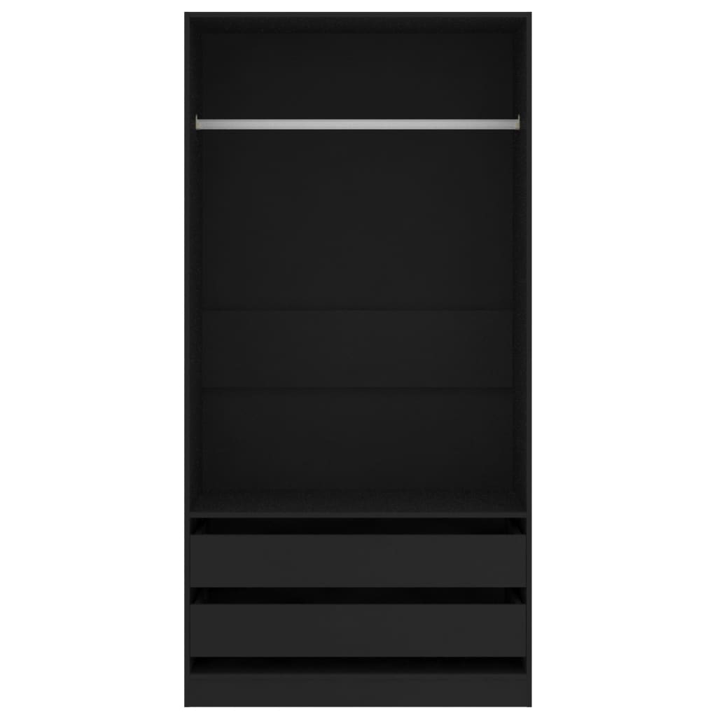 vidaXL Šatník čierny 100x50x200 cm drevotrieska
