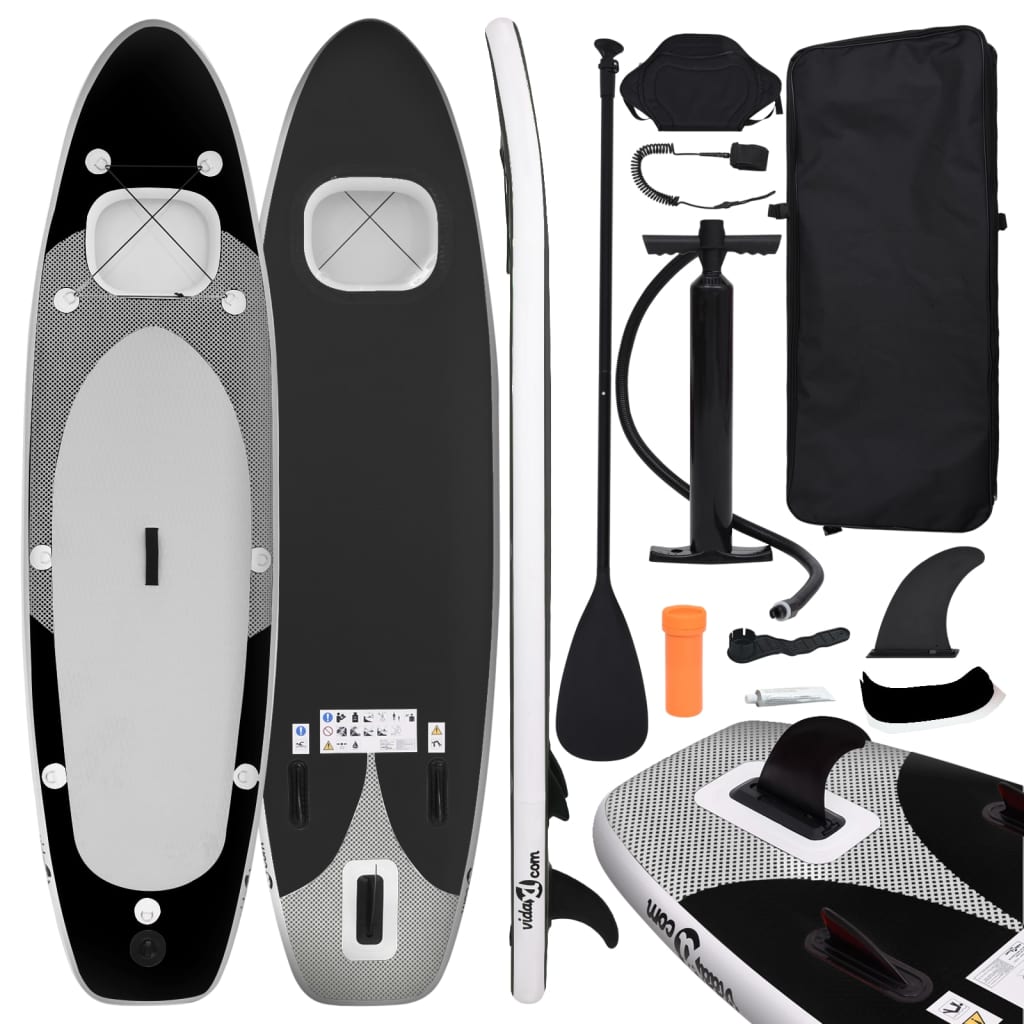 vidaXL Nafukovací Stand up paddleboard čierny 300x76x10 cm
