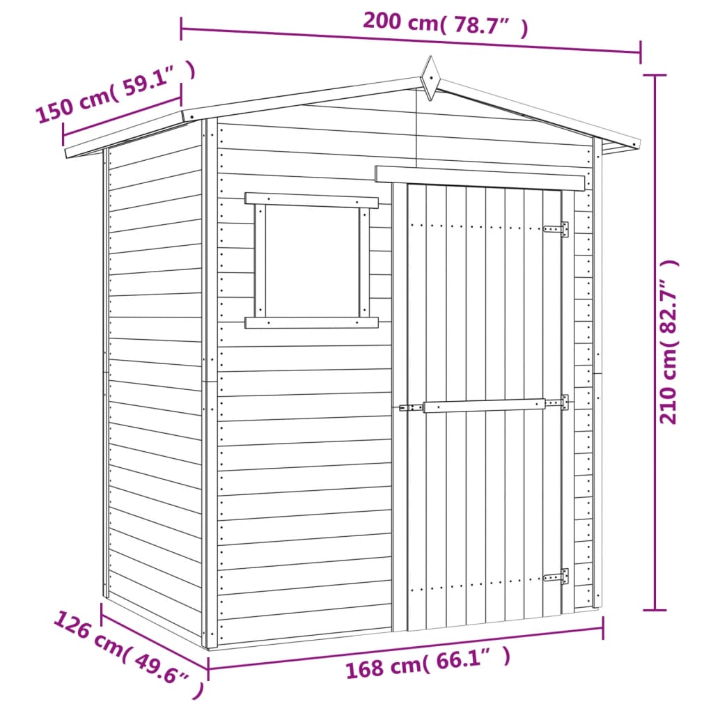 vidaXL Záhradný domček/kôlňa 1,5x2 m, impregnovaná borovica