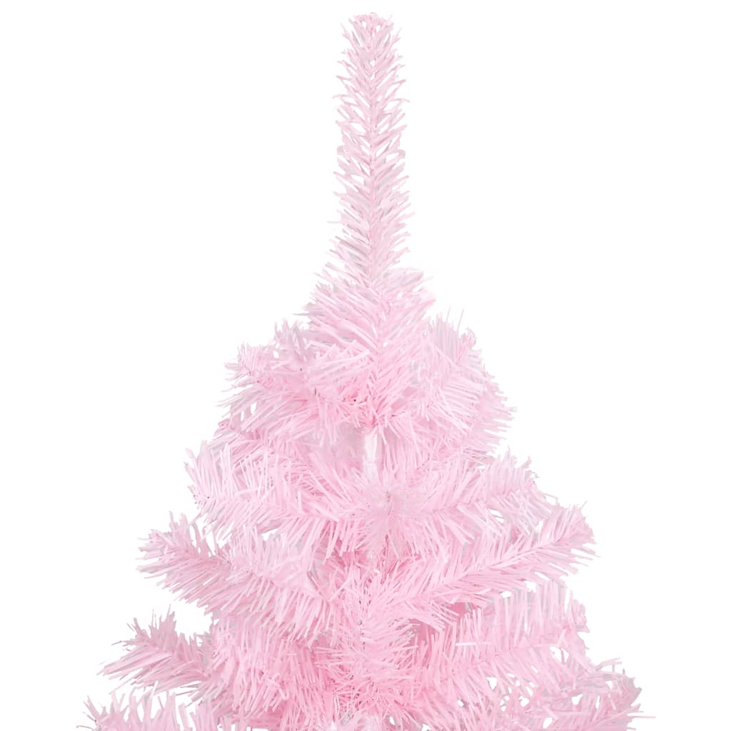 vidaXL Osvetlený umelý vianočný stromček+stojan, ružový 120 cm, PVC