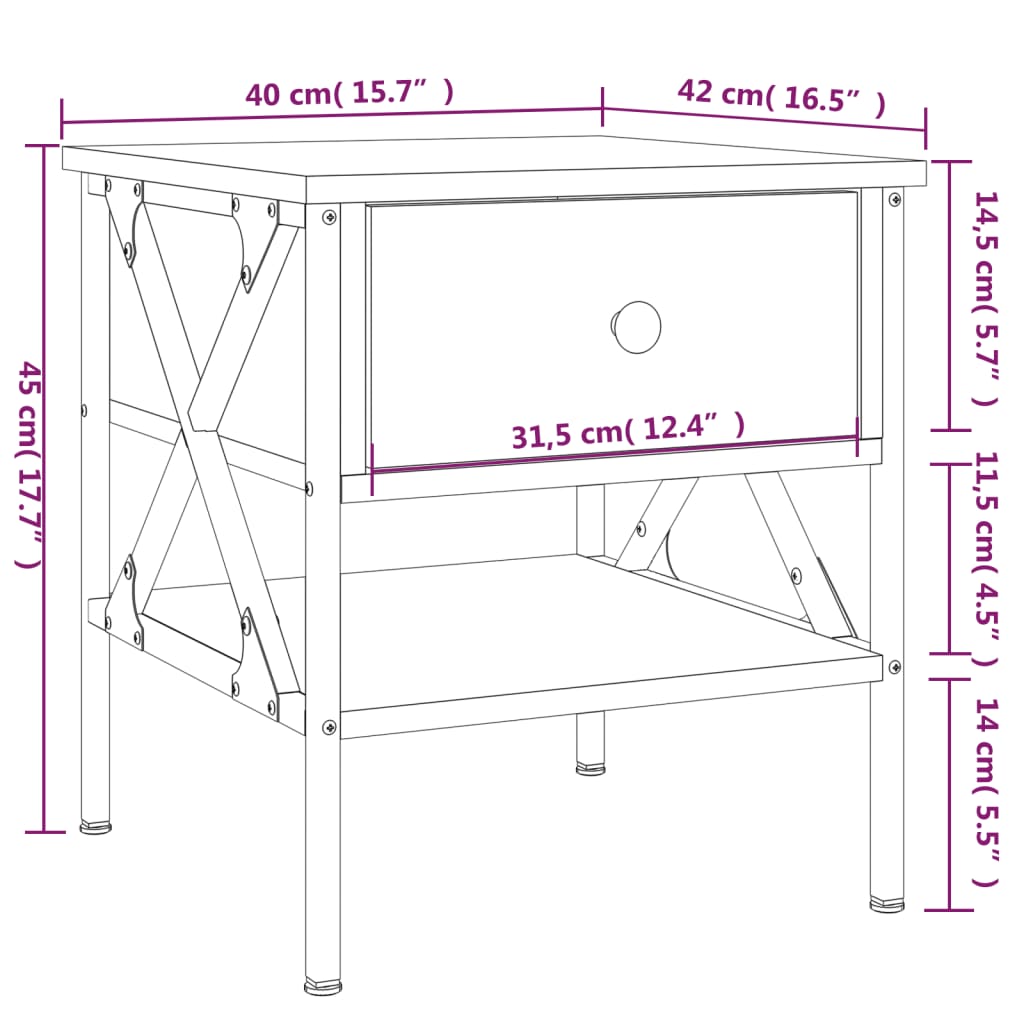 vidaXL Nočný stolík čierny 40x42x45 cm kompozitné drevo