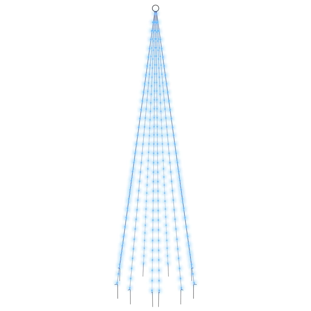 vidaXL Vianočný stromček na tyč 310 modrých LED 300 cm