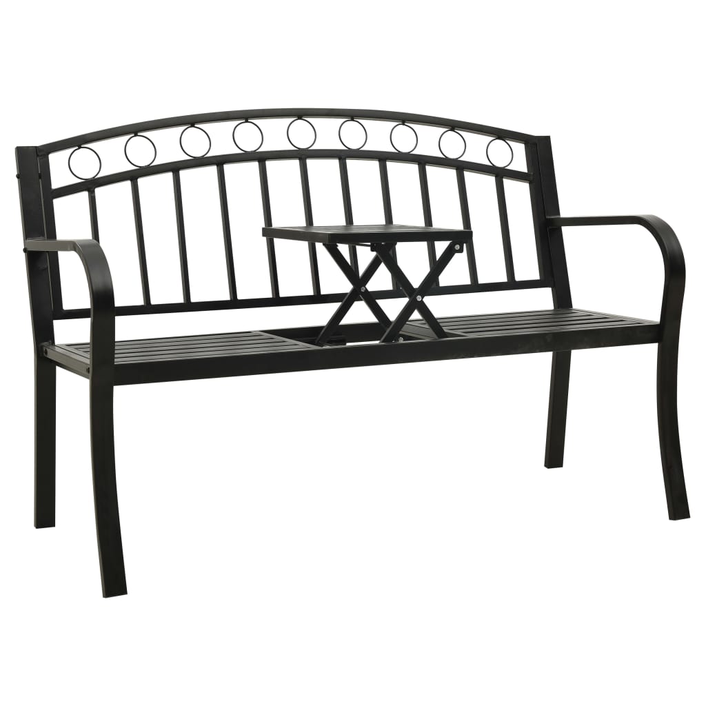vidaXL Záhradná lavička so stolíkom 125 cm oceľ čierna