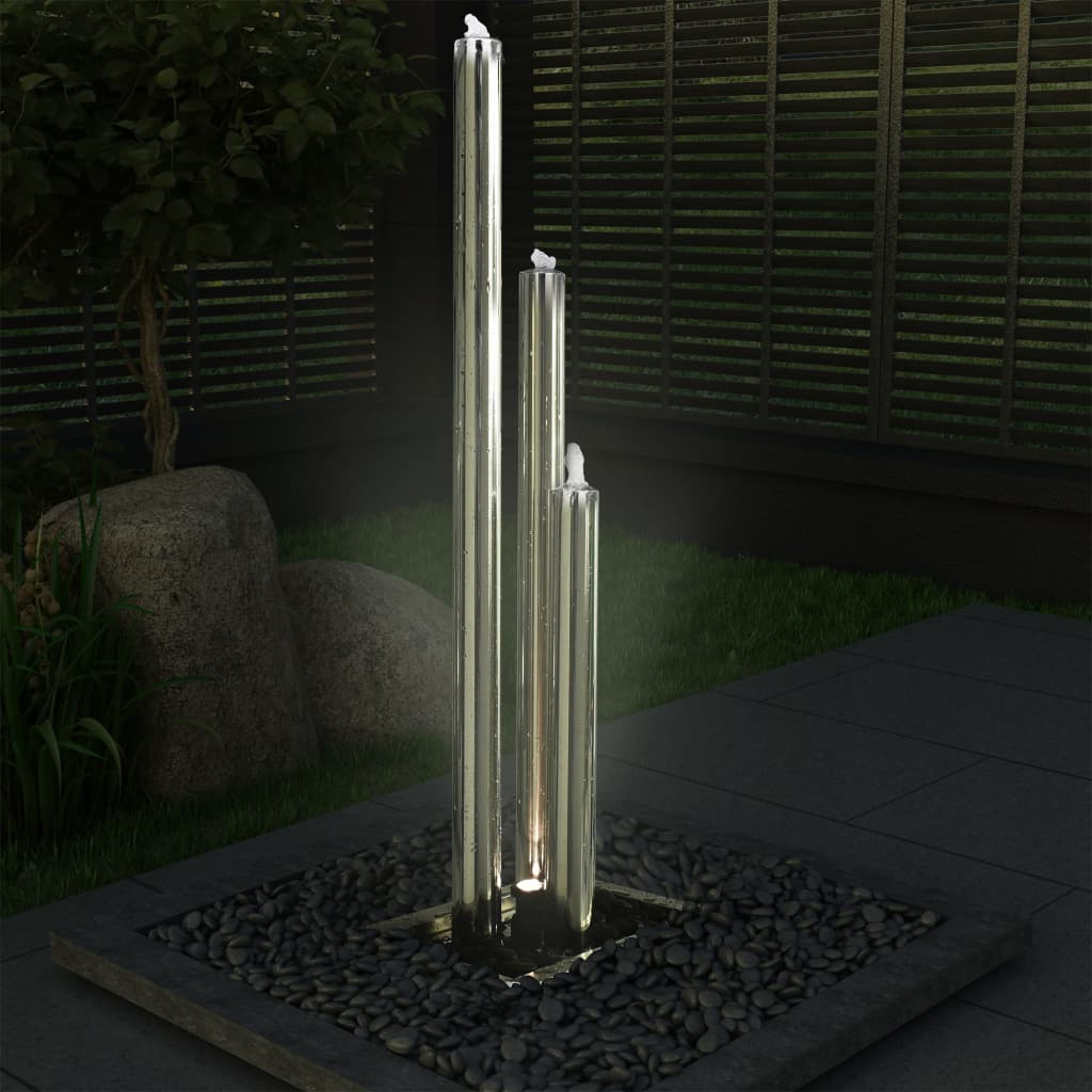 vidaXL Záhradná fontána, strieborná 48x34x153 cm, nehrdzavejúca oceľ