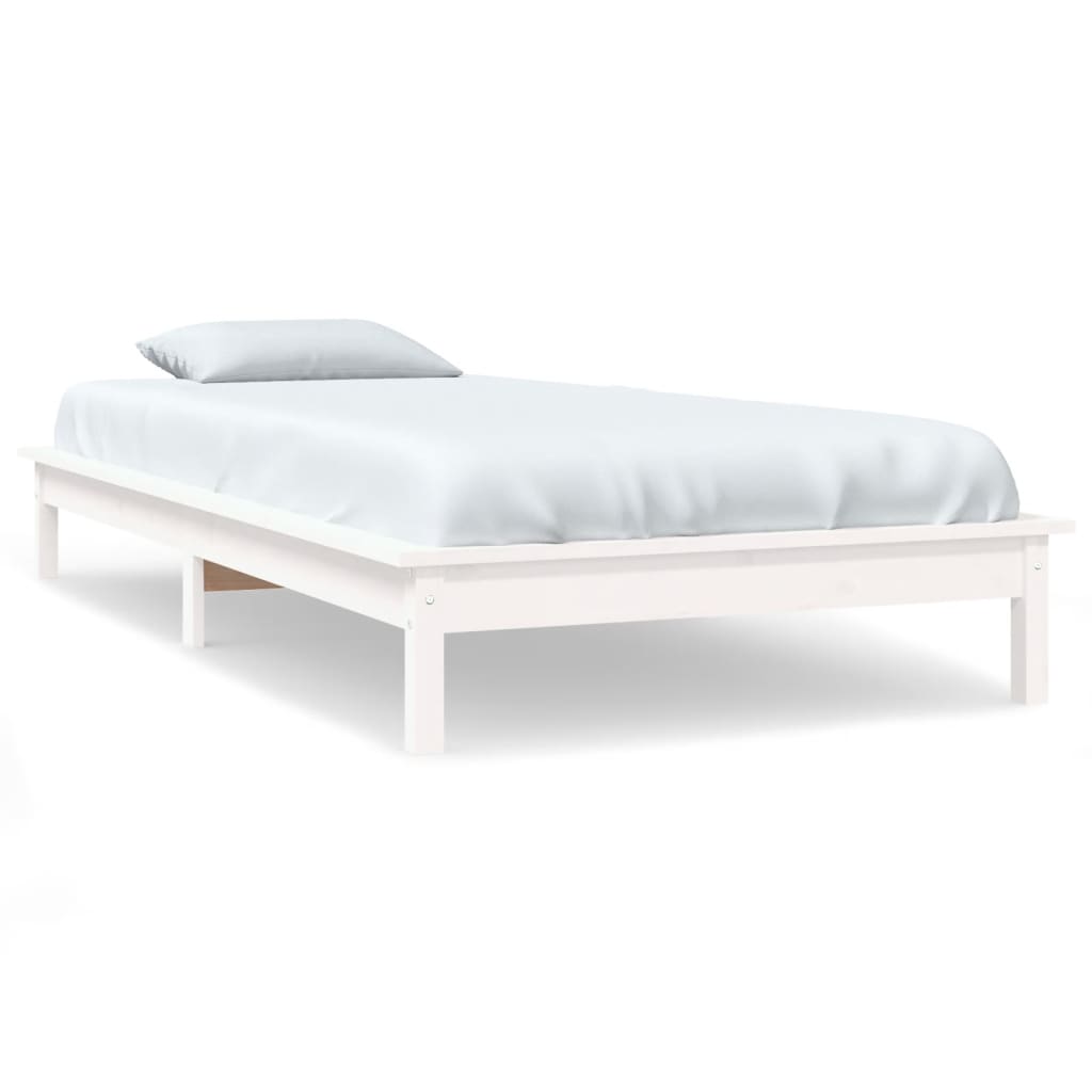 vidaXL Rám postele biely 90x190 cm jednolôžko masívna borovica