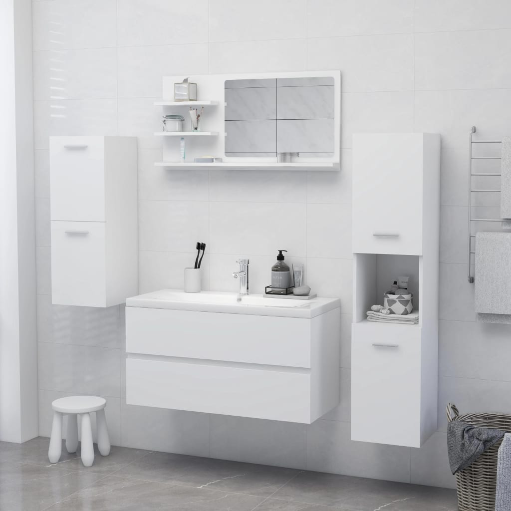 vidaXL Kúpeľňové zrkadlo, biele 90x10,5x45 cm, kompozitné drevo