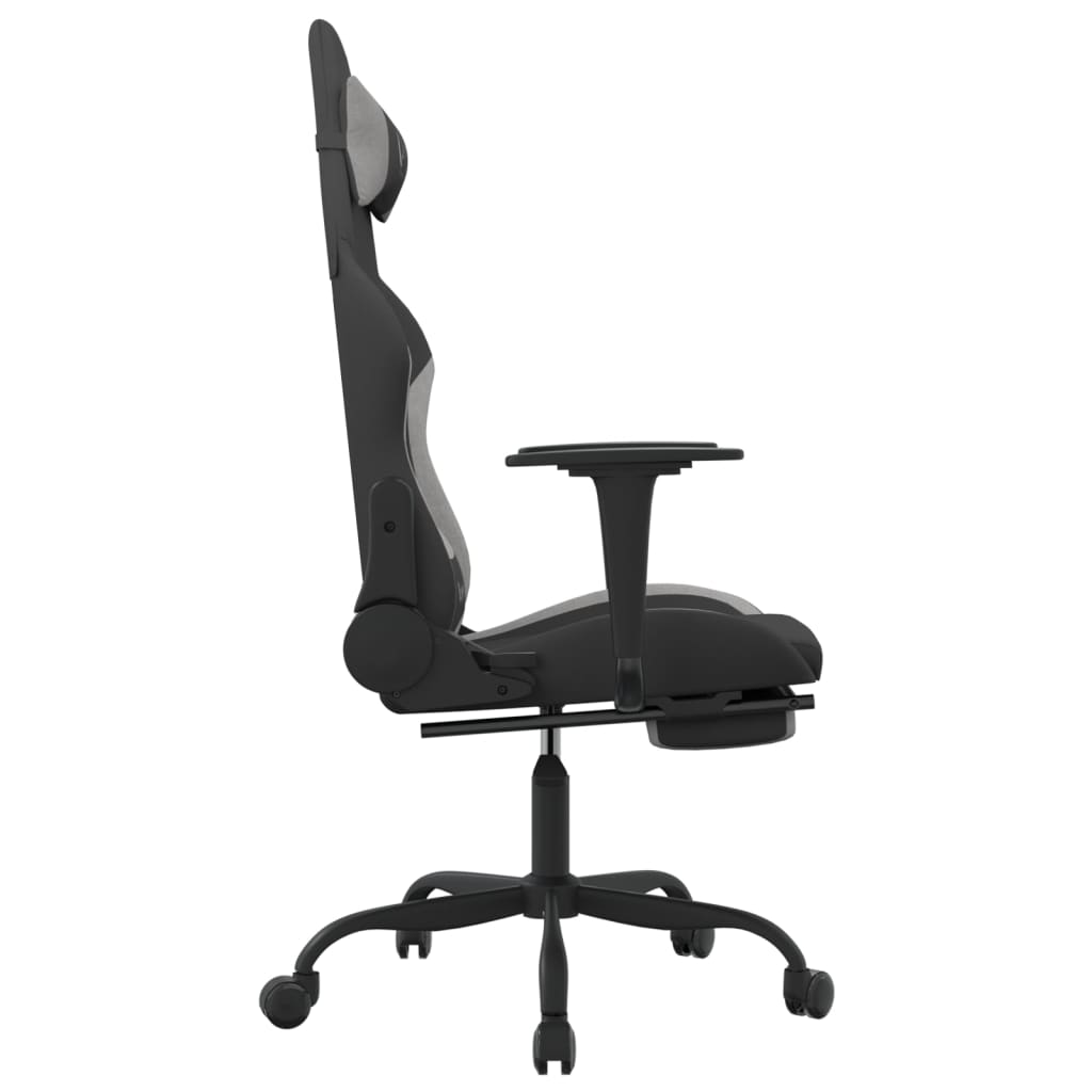 vidaXL Herná stolička s podnožkou čierna a bledosivá látková