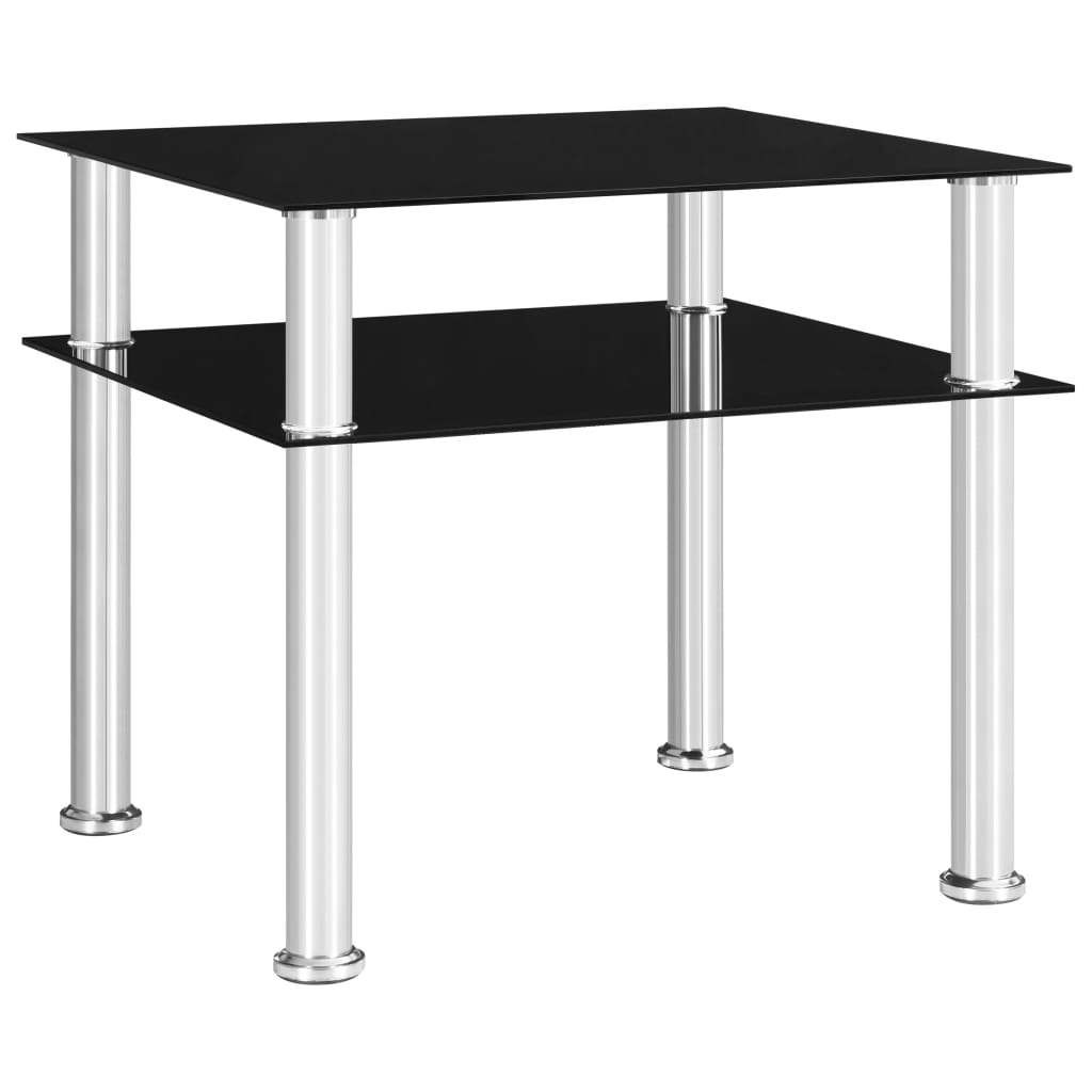 vidaXL Bočný stôl čierny 45x50x45 cm tvrdené sklo