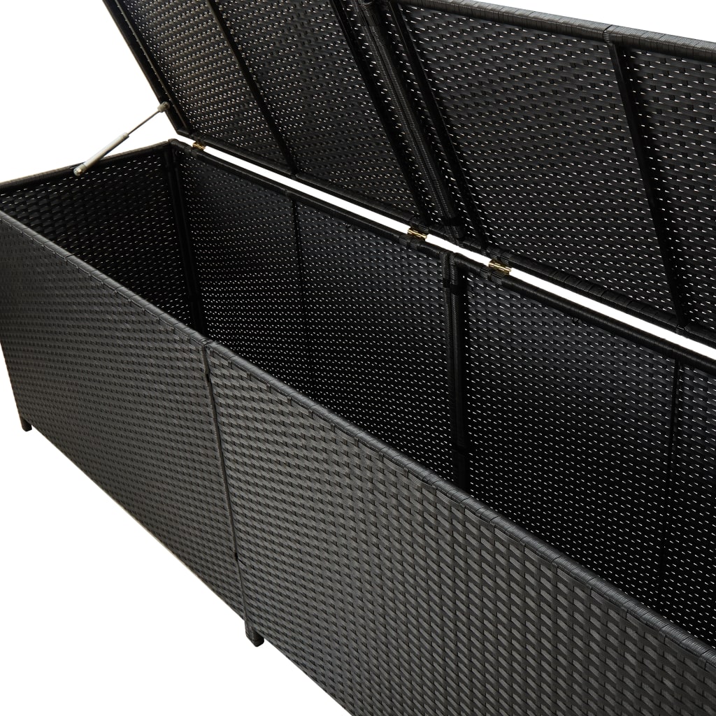 vidaXL Záhradný úložný box čierny 200x50x60 cm polyratanový
