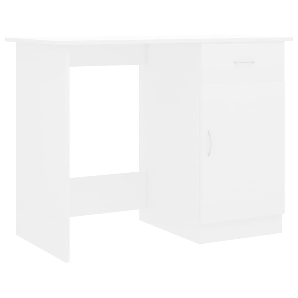 vidaXL Písací stôl, biely 100x50x76 cm, drevotrieska