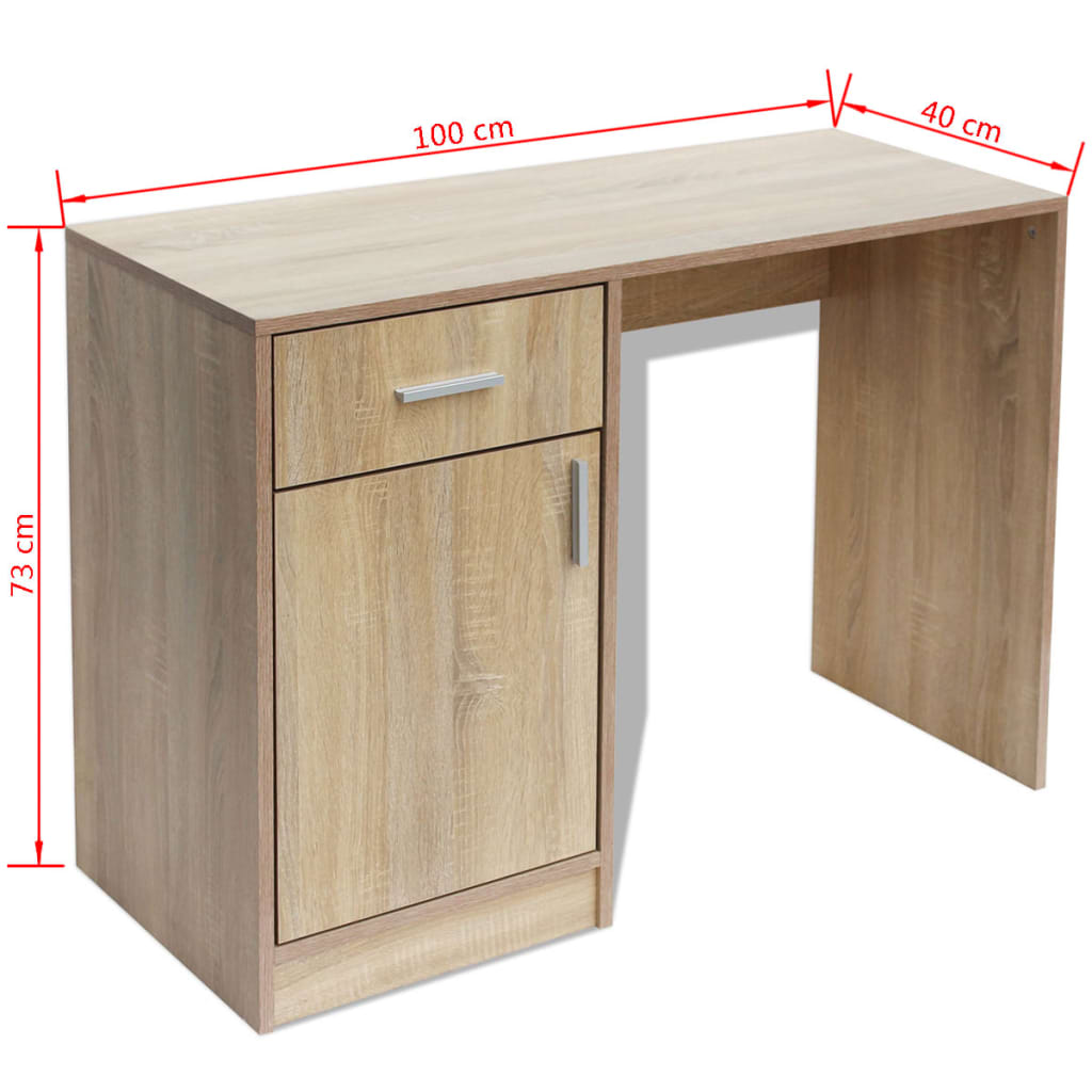vidaXL Dubový stôl so zásuvkou a skrinkou, 100 x 40 x 73 cm