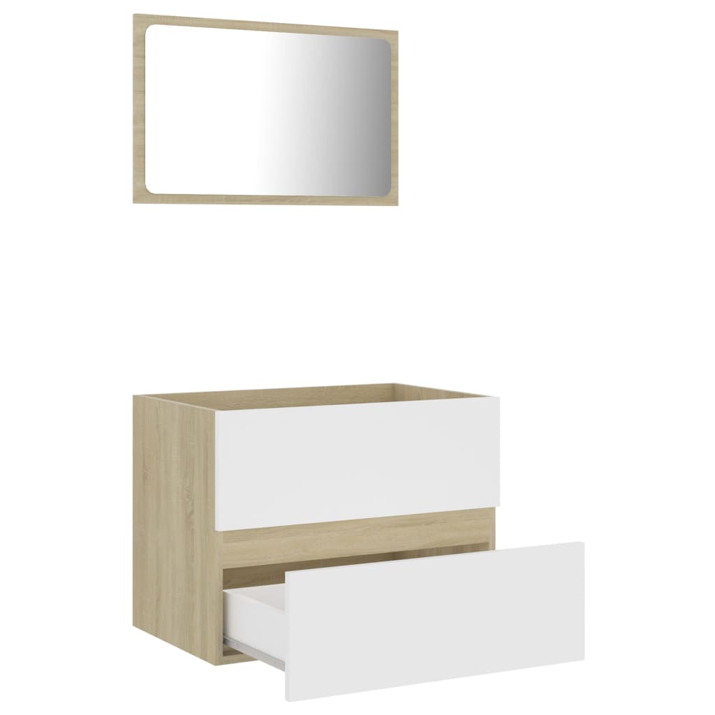vidaXL 2-dielna súprava kúpeľňového nábytku biela a sonoma drevotrieska