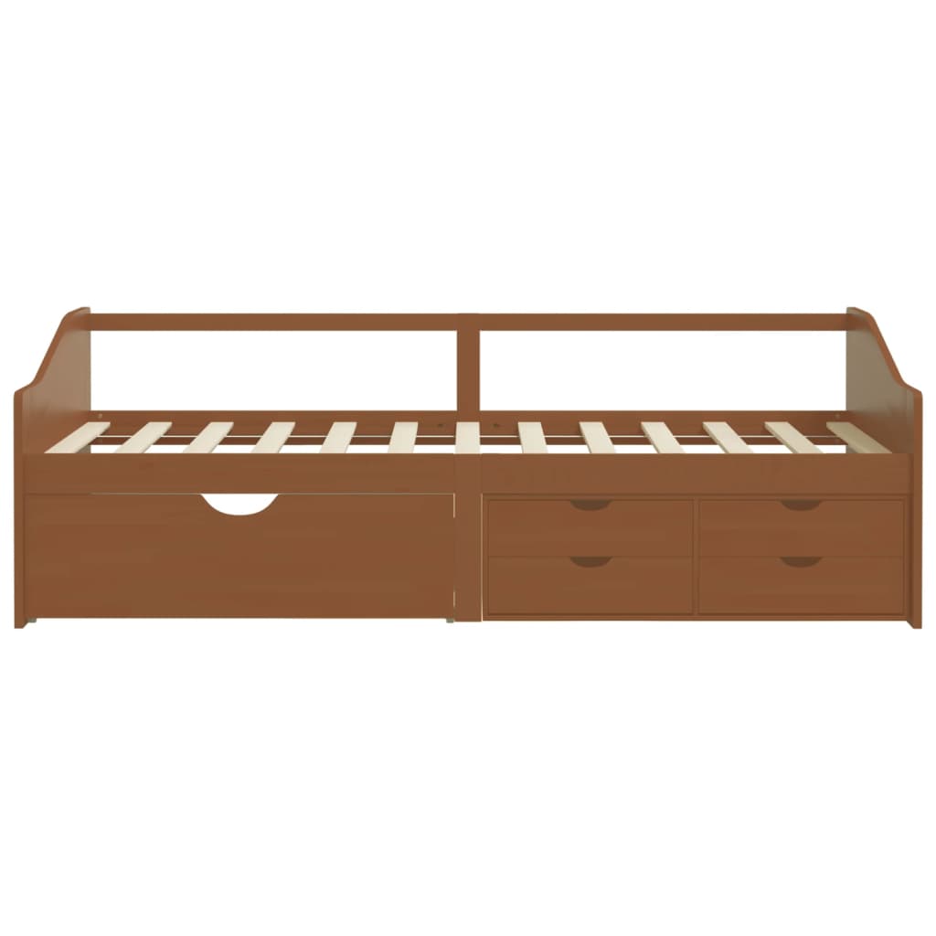 vidaXL 3-miestna posteľ so zásuvkami medovo-hnedá masívna borovica 90x200 cm