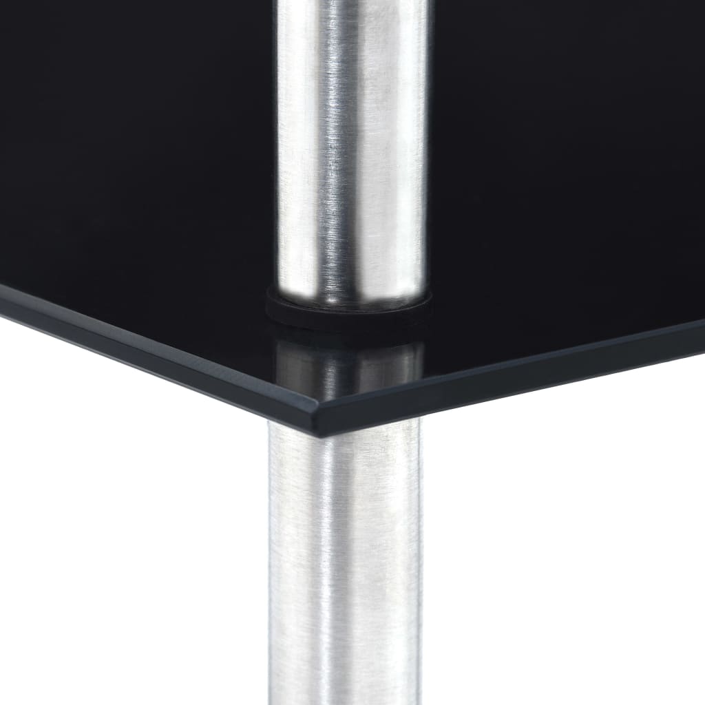 vidaXL Regál s 5 policami, čierny 30x30x130 cm, tvrdené sklo