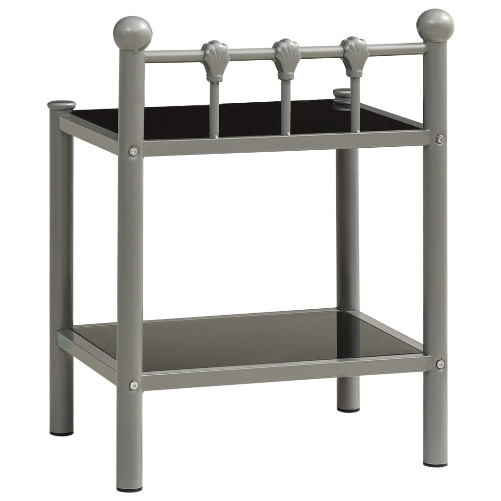 vidaXL Nočný stolík sivý a čierny 45x34,5x60,5 cm kov a sklo