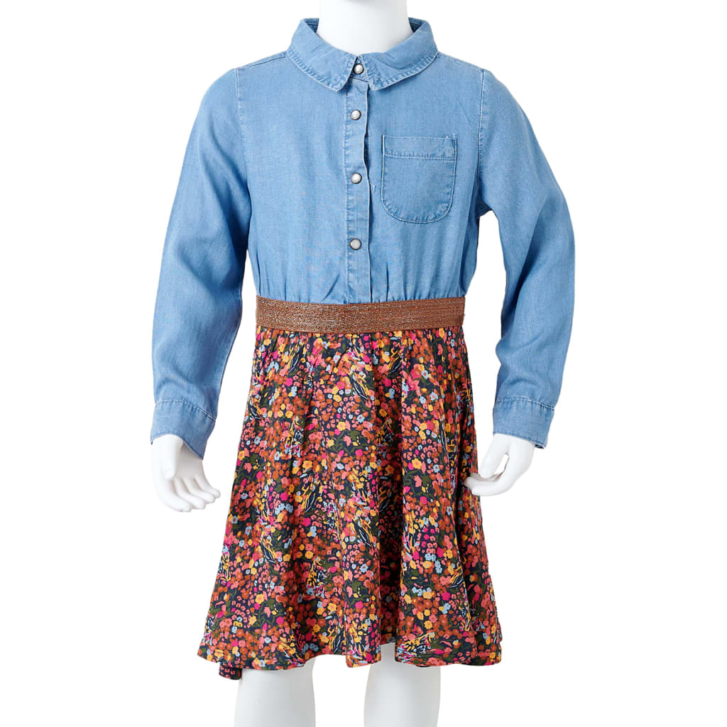 Detské šaty s dlhými rukávmi námornícke a džínsovo modré 92
