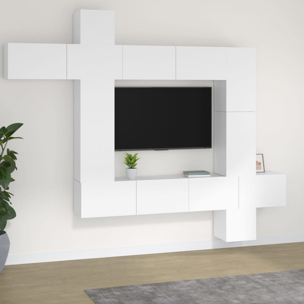 vidaXL 9-dielna súprava TV skriniek biela spracované drevo