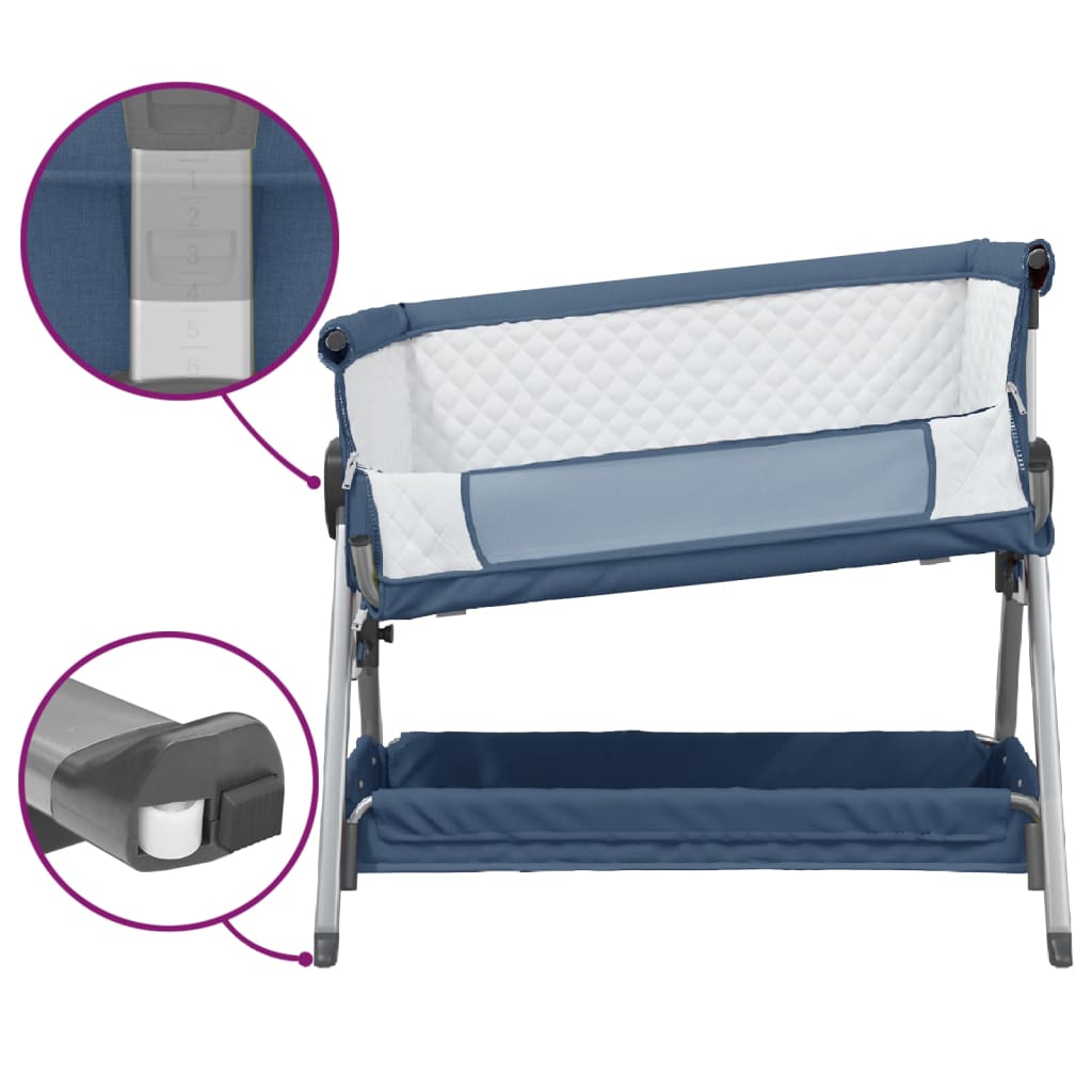 vidaXL Detská posteľ s matracom námornícka modrá ľanová látka