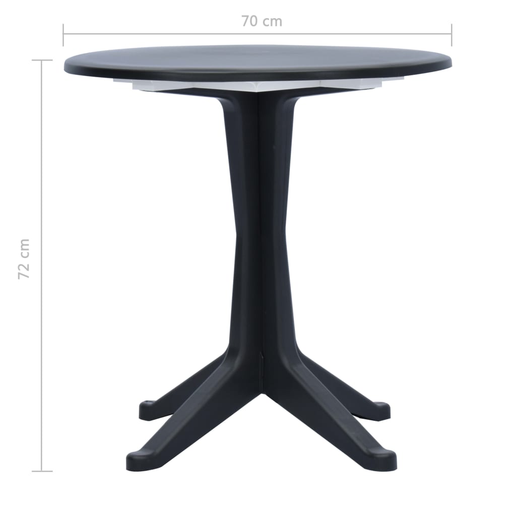 vidaXL Záhradný stôl antracitový 70 cm plastový