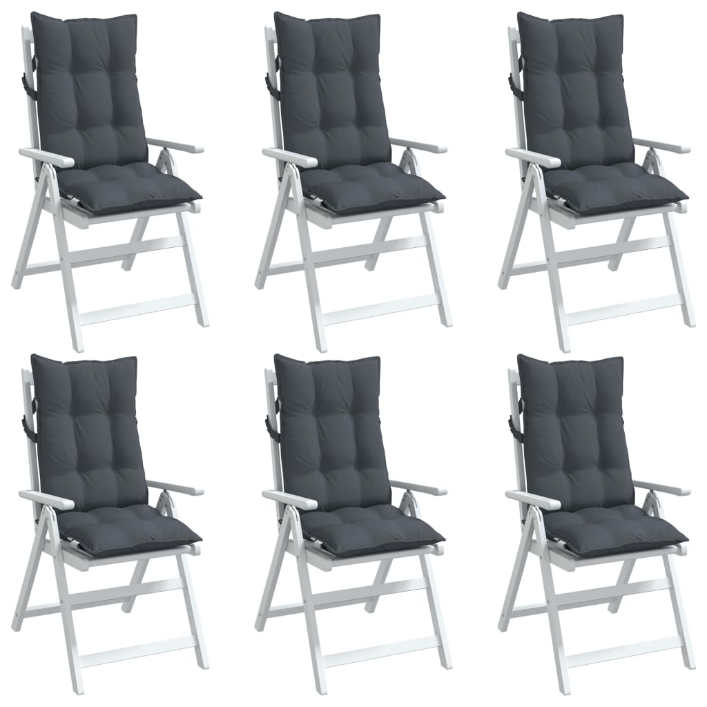 vidaXL Podušky na stoličky s vysokým operadlom 6 ks antracitové látka